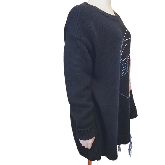 Zara Oversized Slouchy Longer Sweater Ballerina embroidered Ballet Abstract Sz M - Picture 7 of 11